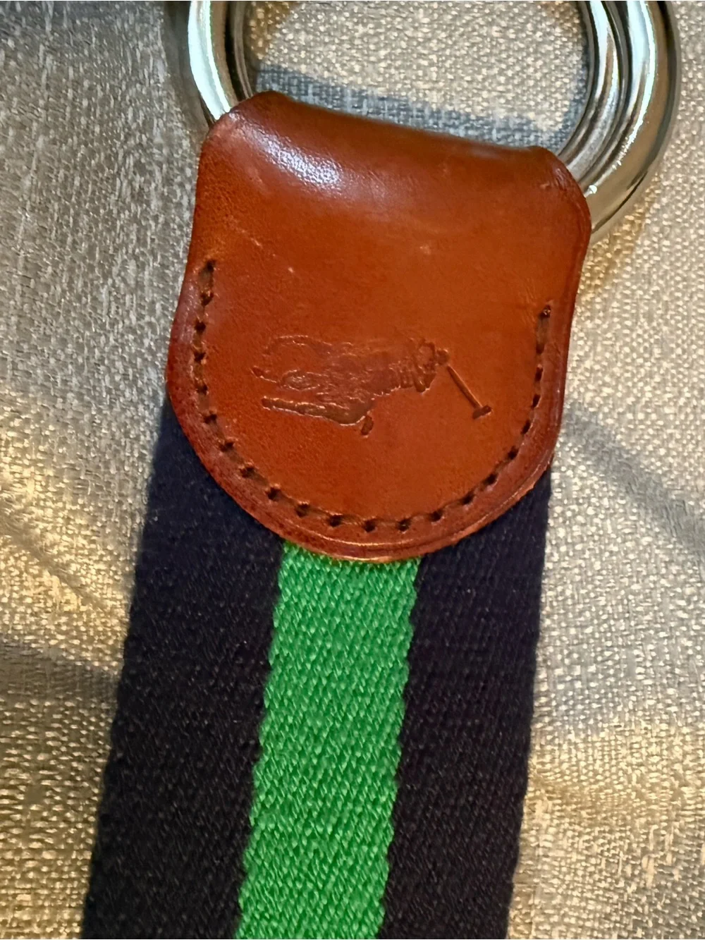 Polo by Ralph Lauren Navy and Green Striped Webbing Belt